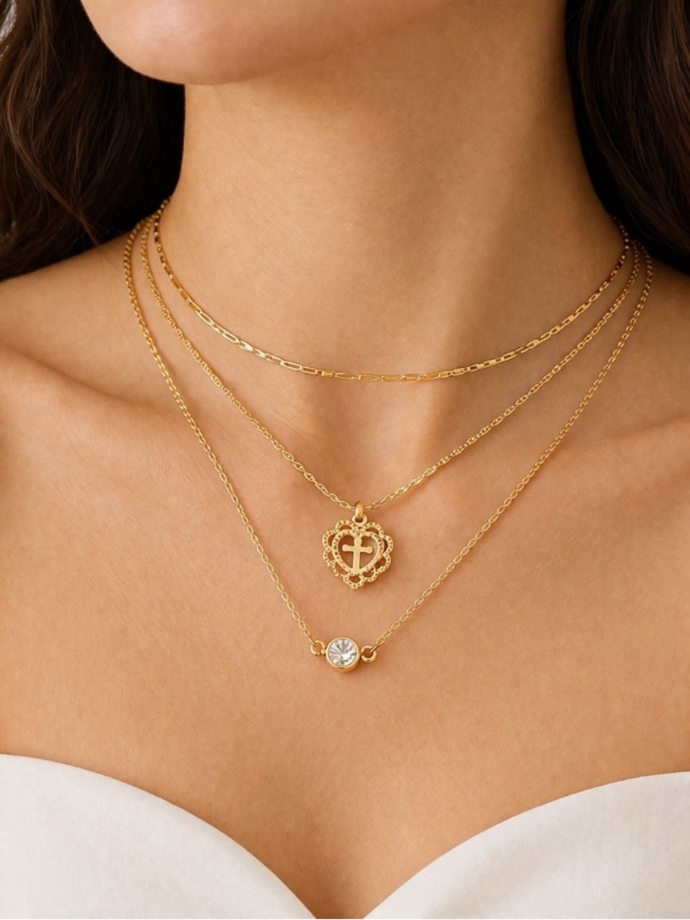 Triple Layered Pendant Choker Necklace